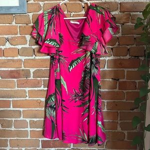 Pink and Palm Frond Shift Dress
